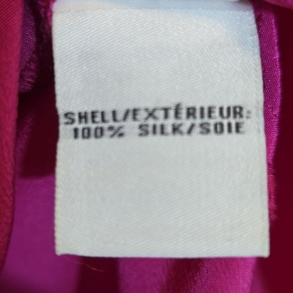 Diane Von Furstenburg Harlow Silk Blouse Top Size 12 Pink Roll Tab Button Down - Picture 6 of 16